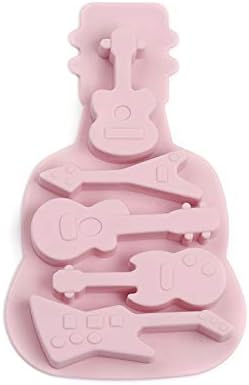 Craftdady Silicone Soap Mold 5 Cavities Guitar Musical Instrument Moulds Trays, 2 Pack for Handmade Craft Biscuit Candy Chocolate Fondant Cake UV Resin Epoxy Resin Jewelry Making