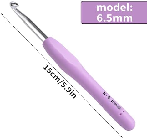 6.5mm Crochet Hook, Ergonomic Crochet Hooks with Soft Rubber Handle and Smooth Glide Head - Lightweight Aluminum Needles for Beginners, Arthritis, Yarn Projects, Long Crafting Sessions (6.5 mm)