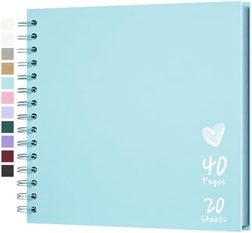Scrapbook Photo Album 8"x8" 20 Sheets 40 Pages Hardcover Kraft Paper Blue