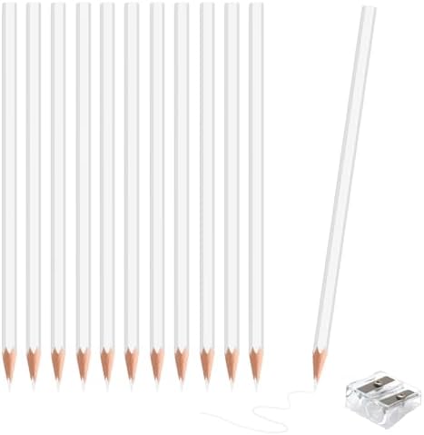 12 Pack White Colored Pencils for Kids, Pre-sharpened Art Pencils Back to School Supplies Set, Drawing Sketching Pencils for Students, Teachers, Classroom