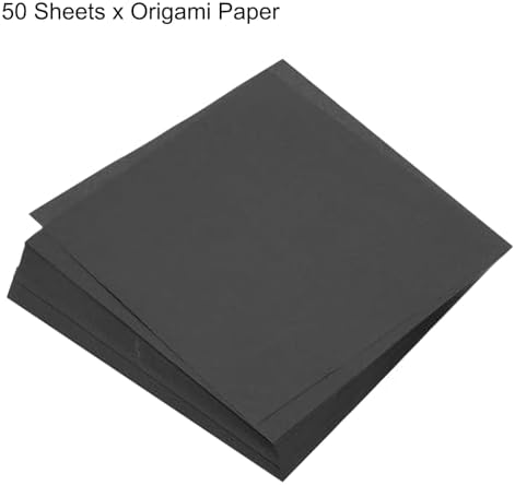 MECCANIXITY 50 Sheets Origami Paper Double Sided 8x8 Inch(20x20cm) Square Sheet for Art Craft Project, Beginners, Gifts Decor, Black