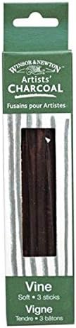 Winsor & Newton Artist Vine Charcoal Sticks, Soft, Box of 3 Sticks