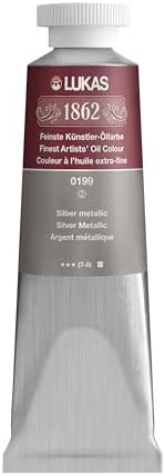 Lukas 1862 Professional German Oil Paint, Silver Metallic 37 mL - w/Beeswax & Non-Yellowing Sunflower Oil, Short Drying Time, Smooth, Outstanding Lightfastness