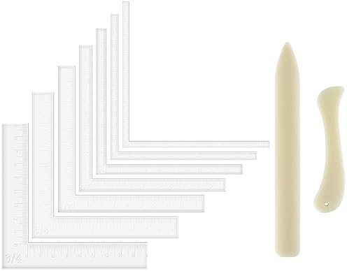 9 Pieces Creative Positioning Pieces Card Corners Helpers with Bone Folder Tool Stamping Corners Paper Craft Supplies Scrapbooking Tools for Paper Craft Card Making and Scrapbooking Crafting Tool