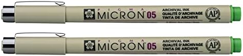 SAKURA PIGMA MICRON 05 FINELINER PEN, 0.45MM LINE WIDTH, PACK OF 2 (Fresh Green)