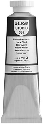 Lukas Studio Artist Oil Color Paints - High-pigment oil paint made with natural binder for artist, painting, & more! - [Ivory Black - 37 mL]