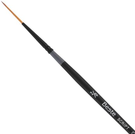 Creative Mark Beste Golden Taklon Script Liner, #00 Artist Paint Brush, Professional Watercolor Brushes, for Acrylic Painting, Short Handle, Sharp Edges, Hand-Tied & Shaped