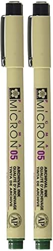 SAKURA PIGMA MICRON 05 FINELINER PEN, 0.45MM LINE WIDTH, PACK OF 2 (Hunter Green)