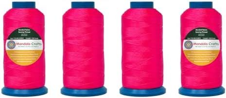 Mandala Crafts Size 69 210D T70 Hot Pink Combo Bonded Nylon Thread 6000 YDs