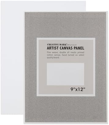 Creative Mark Cotton Canvas Panels 9x12" - 12 Pack - Professional Quality Fine Weave Acrylic Primed Artist Canvas Boards for Painting, Acrylics, Studios, & More