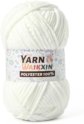 Soft Chenille Yarn for Crocheting, Fluffy Chunky Crochet Yarn for Baby Blanket, (1.76oz/65.6yds) Fuzzy Velvet Yarn for Amigurumi&DIY Puzzle、Crafts、Scarf(Snow White)