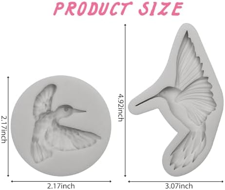 Hummingbird Silicone Molds for Crafts, 2 Pieces, Bird Clay Resin Molds for Gypsum Chocolate Candy
