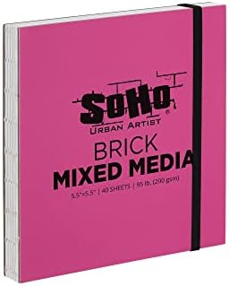 SoHo Urban Artist Brick Sketchbook Journals for Sketching, Drawing, Colored Pencils, Graphite, and More - Mixed Media 5.5"x5.5" (200 GSM, 40 Sheets)