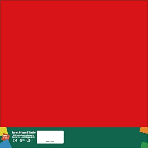 [Taro's Origami Studio] Jumbo 13.75 Inch / 35cm One Sided Single Color (Red) 25 Sheets (All Same Color) Square Easy Fold Premium Japanese Paper (Made in Japan)