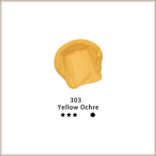 Artecho Yellow Acrylic Paint, Yellow Ochre Paint (120ml / 4.05oz) Tubes, Art Craft Paints for Canvas, Rock, Stone, Wood, Fabric, Art Supplies | Semi Glossy Finish, High Pigment Rich Color Craft Paint for Canvas, Rocks, Wood, Fabric, Ceramic, Non-Toxic