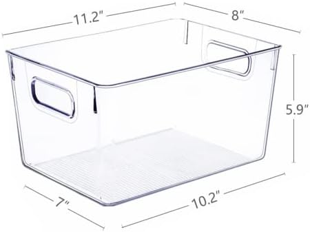 SKTEET Set of 8 Large Clear Plastic Storage Bins (8L), Storage Containers for Pantry Organization and Kitchen Storage Bins,Home Edit and Cabinet Organizers