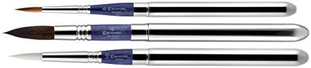 Escoda | Watercolour | Blue Travel Set | Size 6,10,16 | 3 Brushes | Synthetic White Toray + Tendo + Tame | Round Pointed