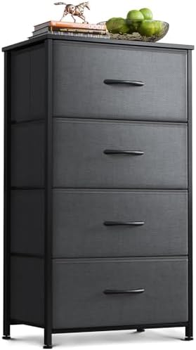 AODK Small Dresser for Bedroom with 4 Storage Drawers, Dark Grey