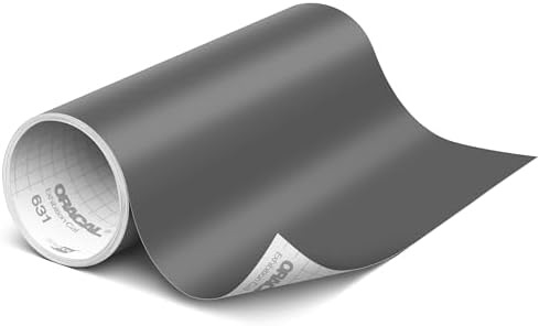 ORACAL 631 Matte Dark Grey Vinyl Durable Roll Easy to Weed Permanent Adhesive Craft Vinyl for Plotting Machines, Decals & DIY Projects 12” x 10ft