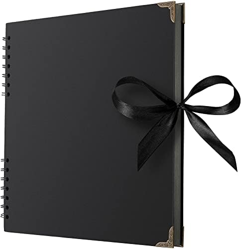 Scrapbook Album, 80 Pages, 11 x 11 Inch, Black Photo Album, Scrap Book | Hardcover with Thick 250 GSM Kraft Paper, Ideal for Your Scrapbooking Albums, Art & Craft Projects (Black, 11 x 11 Inch)