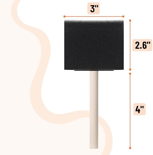 Bates- Foam Paint Brushes, 3", 50 Pack, Black Sponge Brushes for Painting, Sponge Paint Brush