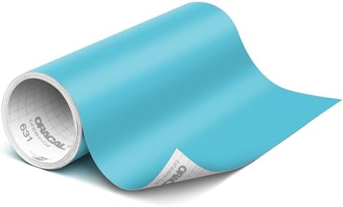 ORACAL 631 Matte Geyser Blue Vinyl Durable Roll Easy to Weed Permanent Adhesive Craft Vinyl for Plotting Machines, Decals & DIY Projects 12” x 15ft + Transfer Tape 12" x 24"
