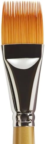 KINGART Premium Original Gold 9120-1/4 RAKE Series Artist Brush, Golden Taklon Synthetic Hair, Short Handle, for Acrylic, Watercolor, Oil and Gouache Painting, Size 1/4"