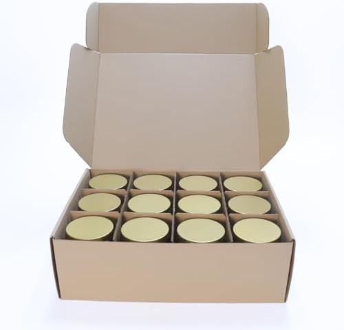 HOMAMAMOON 24 Pack 8oz Glod Candle Tins for Making Candles - Bulk Metal Candle Containers with Lids. Empty Round Candle Jars for DIY & Travel. Shatterproof & Sturdy Vessels for Small Business.