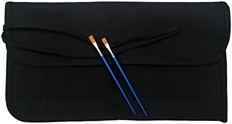 Funny live Paint Brush Holder Art Supplies, Artist Brush Holder & Storage Organizer Roll-Up Case Bag, Protect Acrylic Oil Watercolor Paintbrushes (Black 22 Slot Pockets)