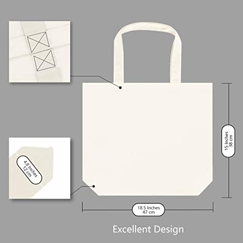 TOPDesign 12-Pack Super Strong Large 12oz Cotton Canvas Tote Bags, Reusable Grocery Shopping Cloth Bags, Fashionable Two-Tone Totes for Crafts, DIY Your Creative Designs
