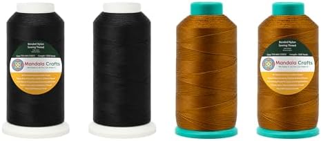 Mandala Crafts Size 69 210D T70 Black Brown Bonded Nylon Thread, 6000 YDs