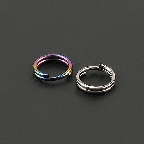 10Pcs Titanium Alloy Split Key Rings, Mini Keyrings Keychain, Sliver 10mm
