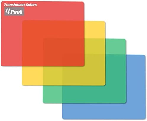 Fotouzy Flexible Plastic Cutting Boards for Kitchen, 4 Translucent Colors Cutting Mats 15 x 12 In, BPA-Free, Non-Porous, Dishwasher Safe, Set of 4