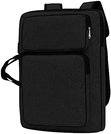 8K Artist Portfolio Carry Backpack Case Versatile Art Bags Waterproof Adjustable Drawing Board Backpack Art Storage Bags for Artworks Painting Drawing Sketching 19.7” x 14.6” x 2.4” (Dark black)