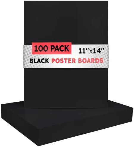 Hygloss Medium Poster Board 11x14-100 Count Bulk Pack - 10 Pt. Thickness Black Poster Board Paper for Projects, Presentations, Displays, Signs, Crafts - Blank Posterboard Multipack 11" x 14"