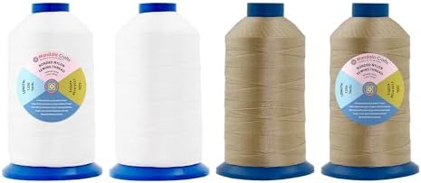 Mandala Crafts Size 138 420D T135 White Khaki Bonded Nylon Thread, 5000 YDs