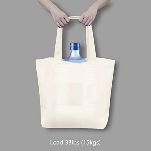 TOPDesign 12-Pack Super Strong Large 12oz Cotton Canvas Tote Bags, Reusable Grocery Shopping Cloth Bags, Fashionable Two-Tone Totes for Crafts, DIY Your Creative Designs