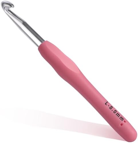 8mm Crochet Hook, Ergonomic Crochet Hook, Smooth and Extra Long  Knitting Needles, with Soft Rubber Ergonomic Handle and Aluminum Tip, Perfect Beginner and Arthritic Crochet Hooks (8 mm)