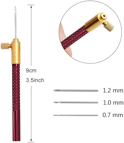 Haomian Tambour Hook with 3 Needles Embroidery Beginner Kit with Needles Scissors, Embroidery Beading Needle Tools Kit Premium DIY Sewing Supplies for Handcraft Enthusiasts Starter Projects