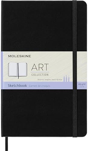 Moleskine Art Plus Sketchbook, Large, Plain, Black, Hard Cover (5 x 8.25) | Large 5" x 8.25" 104-page sketchbook with 165 gsm paper for drawing, illustration, and dry media.