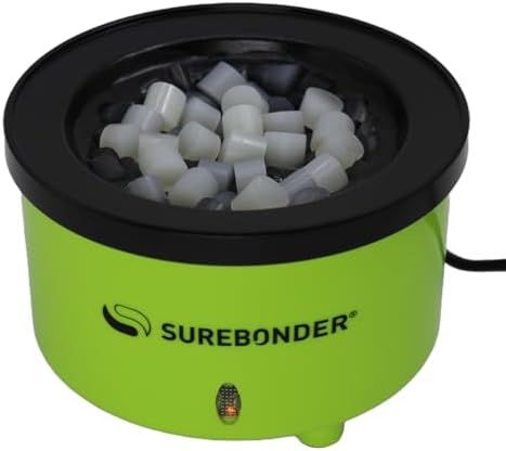 Surebonder Mini Hot Glue Skillet, 3-inch Diameter, 0.75-inch Depth, Dip Crafts Directly Into Pot of Hot Glue, Floral, Wreaths, Jewelry, Green