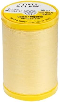 Coats & Clark Cotton All Purpose Sewing Thread 100% Mercerized Cotton 225 Yards Each Spool S970 2 Pack Bundle with 3 Bella's Crafts Needle Threaders (Yellow)