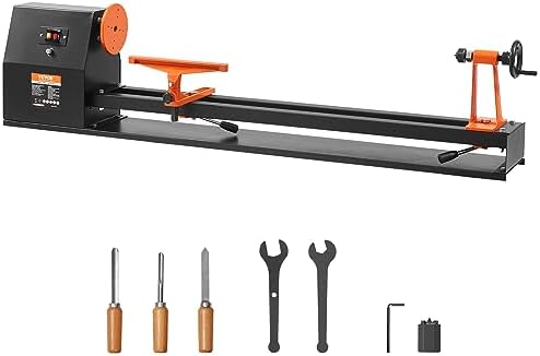 VEVOR Wood Lathe, 14 in x 40 in, 4 Speed Adjustable 885/1245/1715/2425 RPM 0.5 HP 370W Power Wood Turning Lathe Machine with Chisels Faceplate Plastic Handle Hex Wrench for Woodworking