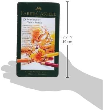 Faber-Castell Art & Graphic Polychromos Colour Pencil, Multicoloured, Tin Of 12, For Art, Craft, Drawing, Sketching, Home, School, University, Colouring