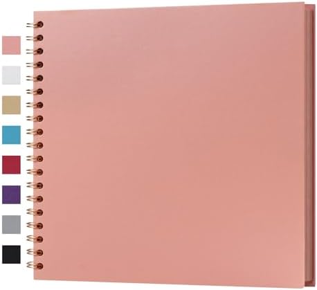 potricher 10 x 10 Inch DIY Scrapbook Photo Album 40 Pages, Pink | Thick Kraft Paper Scrap Book Photo Albums, Memory Book for Wedding, Anniversary, Baby, Family, Travel, DIY Projects
