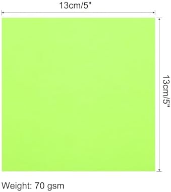 MECCANIXITY 50 Sheet Origami Paper Double Sided Fluorescent Green 5x5 Inch Square Sheet for Art Craft Project, Beginners, Gifts Decor
