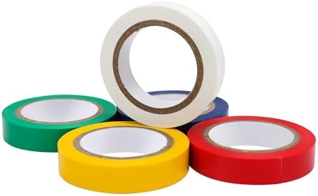 Amazon Basics Strong Adhesive Electrical Tape for Home, DIY, Automotive, Electrical Protection, Labeling and Craft Projects, 1/2" x 6.66 yard, Multi-Color, 10-Pack