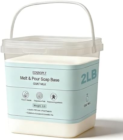 2lb Goat Milk Soap Base in Bucket - Airtight Resealable Lid, Moisture Proof, Premium Glycerin Melt and Pour for DIY Soap Making Supplies (Goat Milk, 2 Pound)