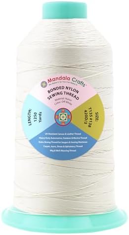 Mandala Crafts Size 138 420D T135 Off White Bonded Nylon Thread, 1250 YDs