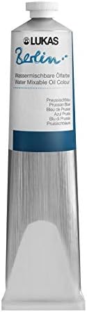 Lukas Berlin Pro Artists Water Mixable Oil Paint 200 ml Tube Prussian Blue, Water Soluble, Lightfast Pigments, Quick Drying, Easy Clean-Up, Eco-Friendly, Professional Quality, 40 Color Range